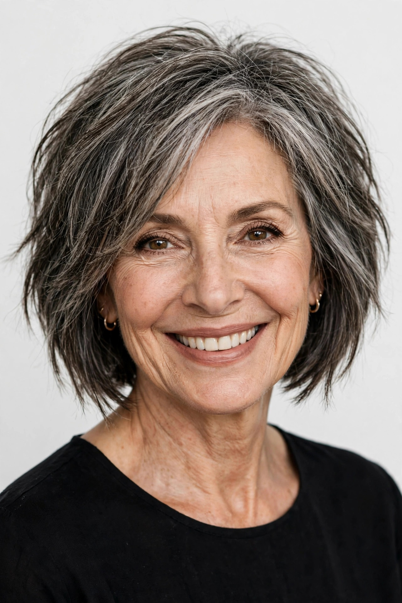 Salt-and-Pepper Textured Bob