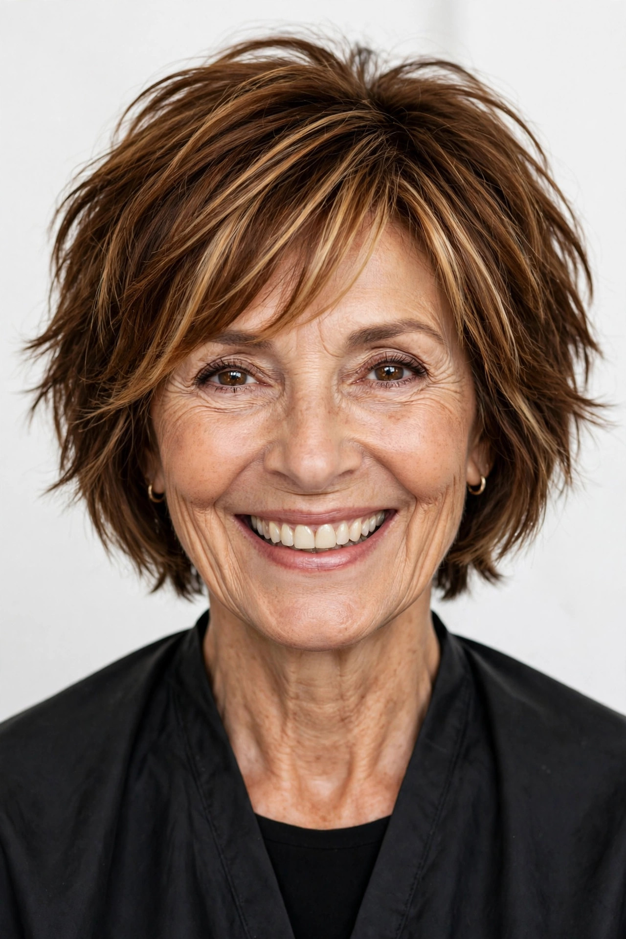 Honeyed Brunette Bob with Bright Face-Framing