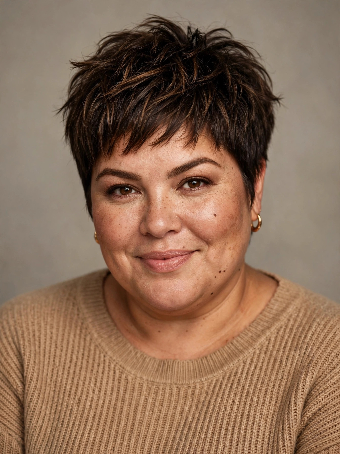 Textured pixie haircut with choppy layers