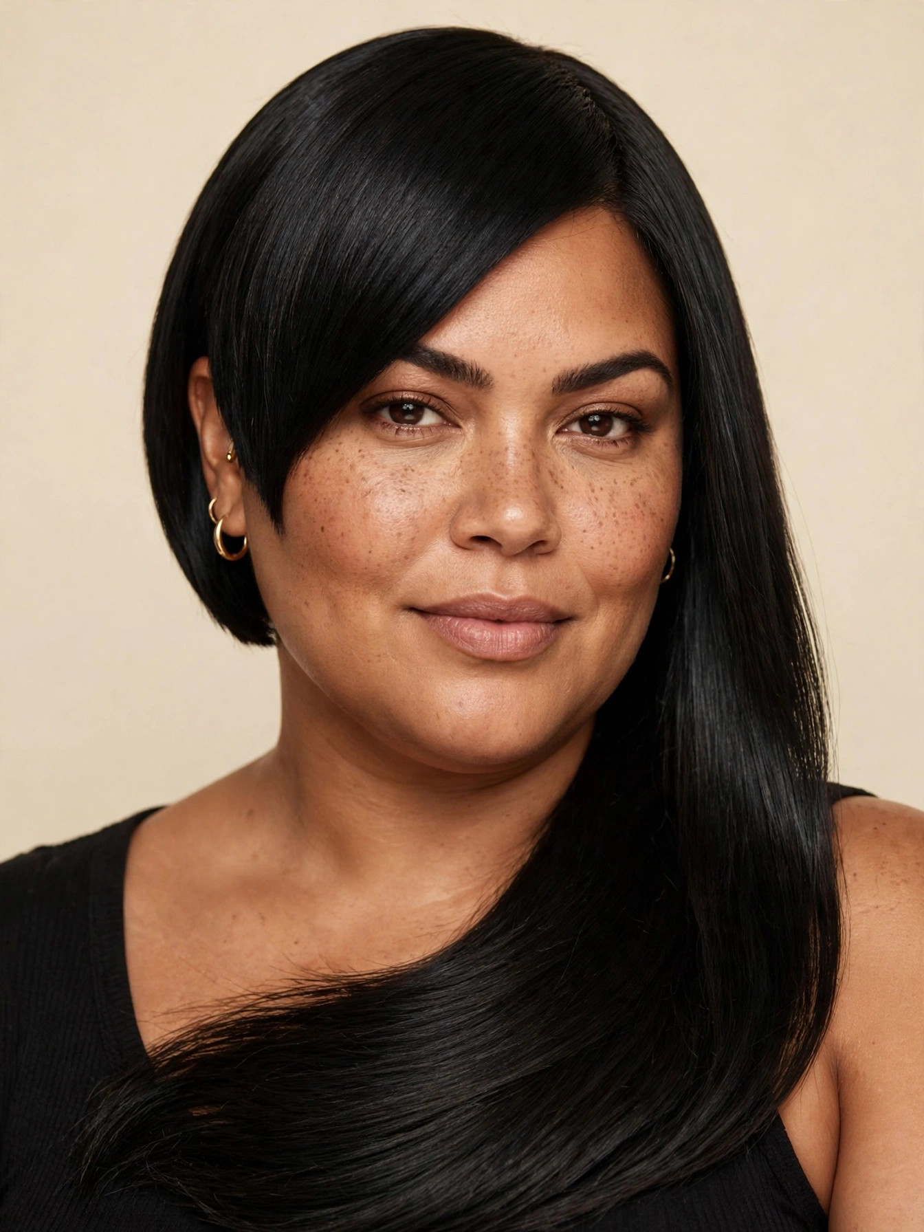 Asymmetrical bob with one side longer