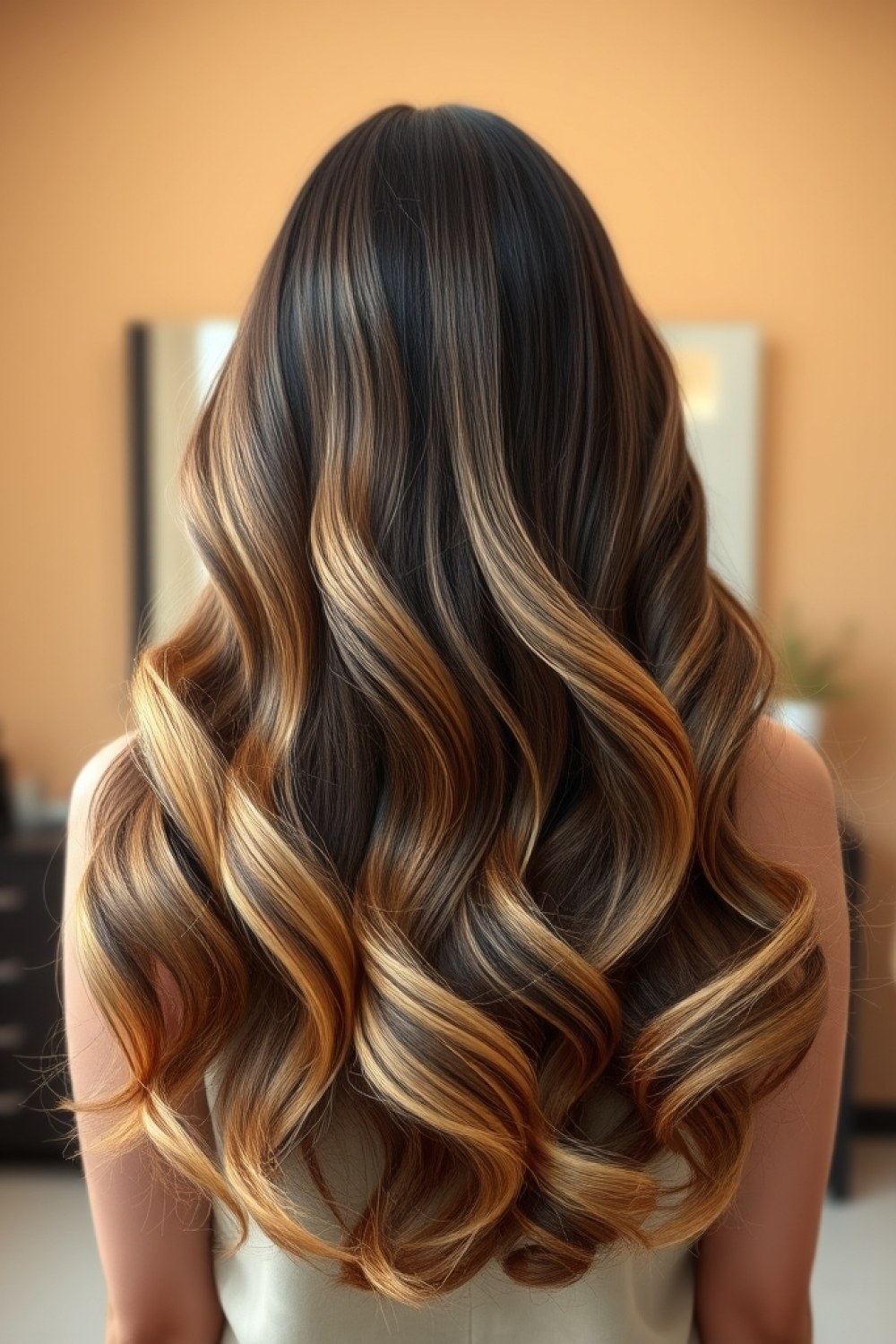 27 Honey Golden Blonde and Caramel Balayage on Dark Brown: Warm Blend Ideas