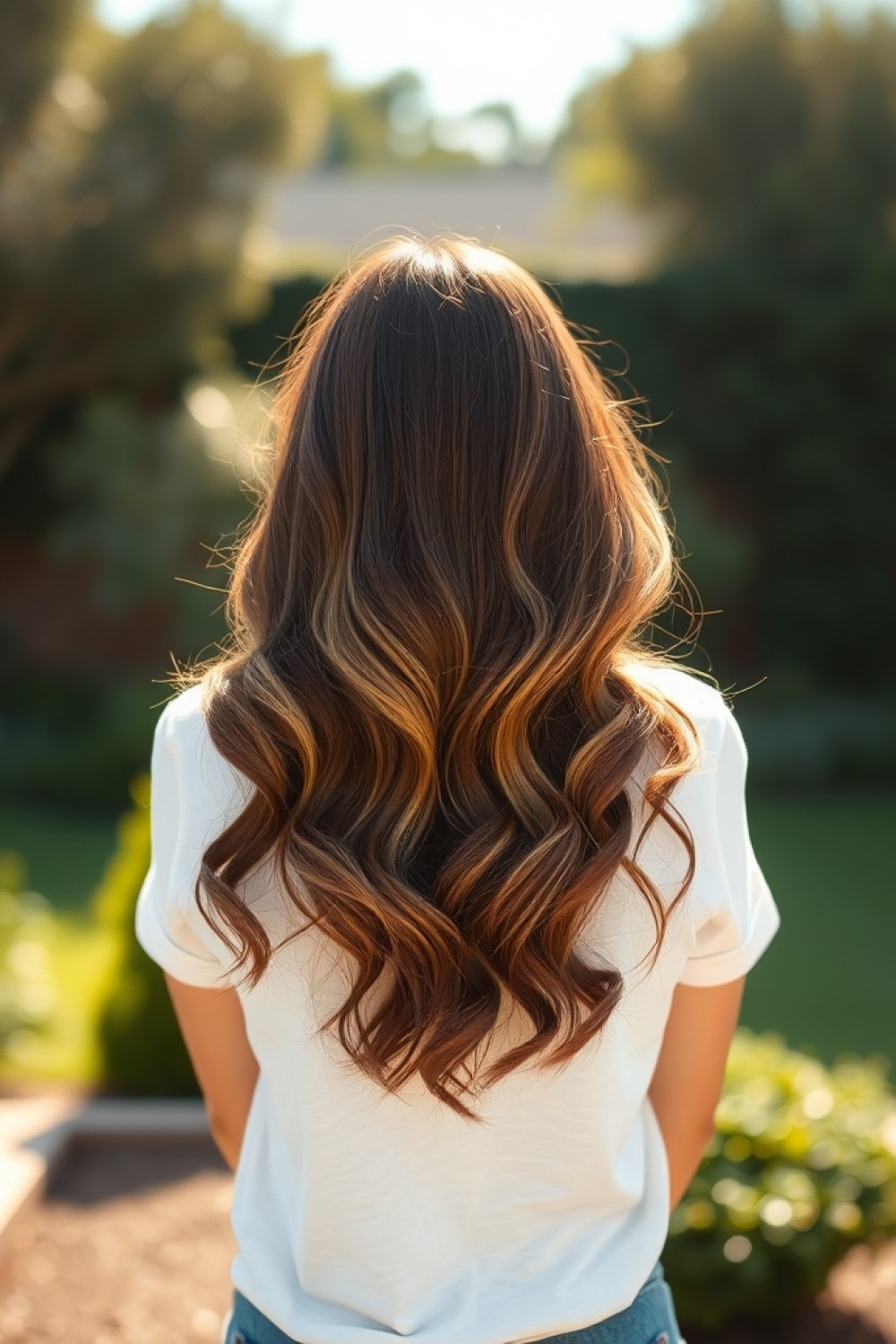 27 Honey Golden Blonde and Caramel Balayage on Dark Brown: Warm Blend Ideas