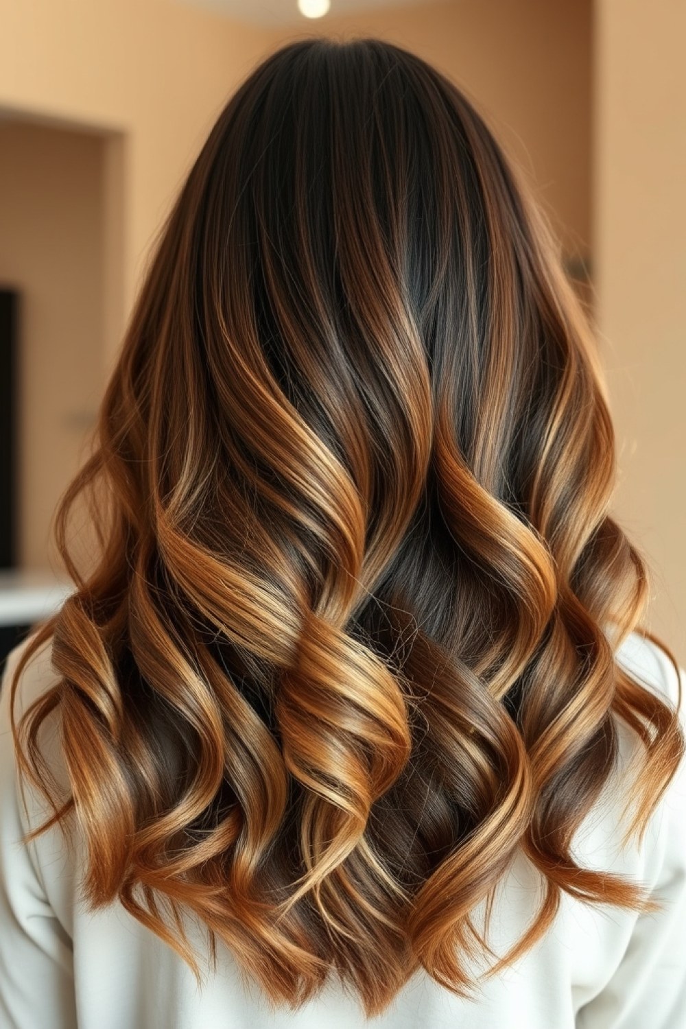 27 Honey Golden Blonde and Caramel Balayage on Dark Brown: Warm Blend Ideas