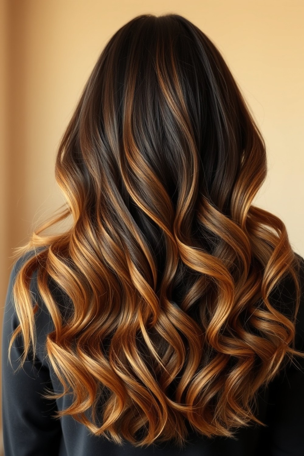 27 Honey Golden Blonde and Caramel Balayage on Dark Brown: Warm Blend Ideas