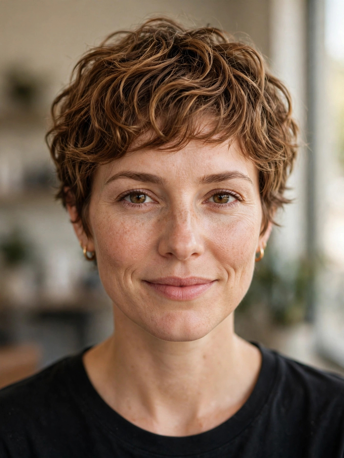 Wavy scrunch-and-go pixie with natural texture