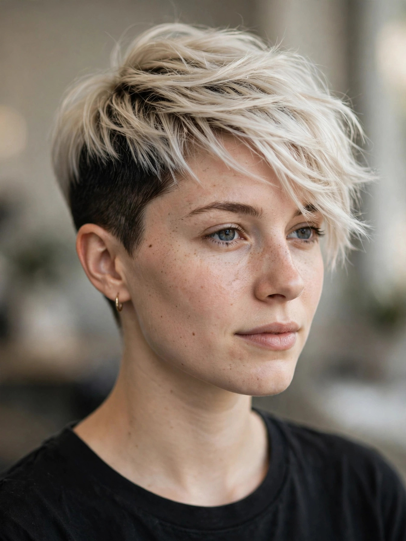 Undercut pixie with long textured top