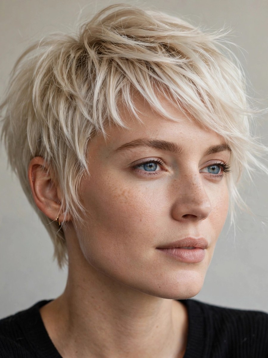 Feathered pixie with wispy ends for thin fine hair