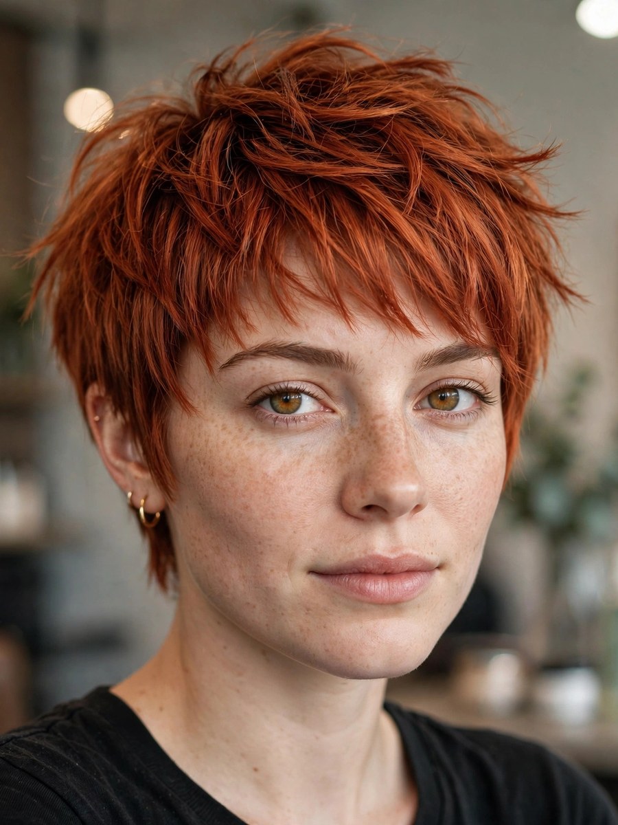 Pixie with razored choppy layers for thin fine hair