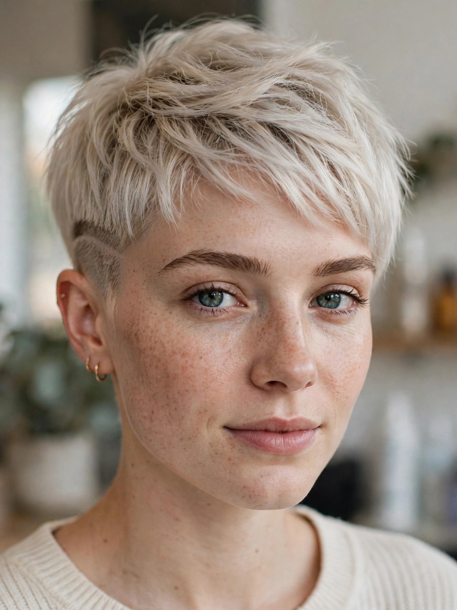 Pixie with undercut detail for thin fine hair