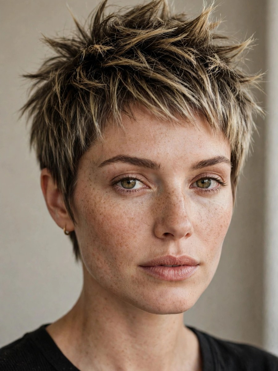 Spiky textured pixie haircut for thin fine hair