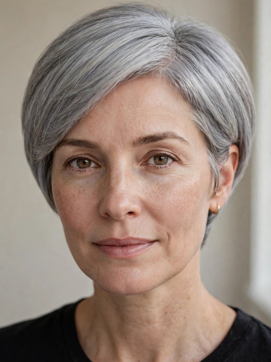 Rounded pixie bob haircut for thin fine hair