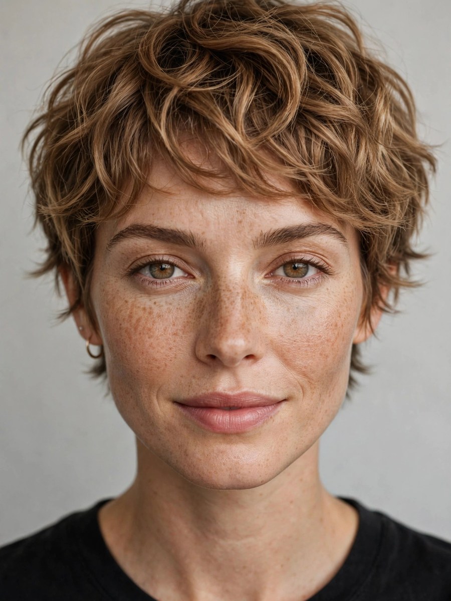 Wavy pixie with airy texture for thin fine hair